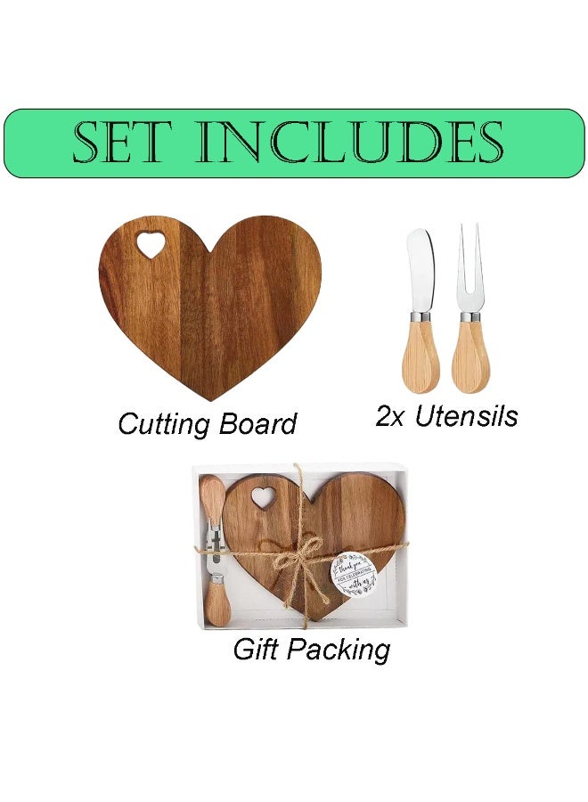 Home Smart Acacia Wood Cheese Board Heart Shaped cheese board with Utensils and Gift Packing Ideal for Food Serving and Perfect addition in your Kitchen. - Image 3